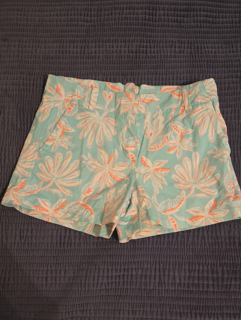 Vineyard Vines Aqua Floral Print Girls Shorts